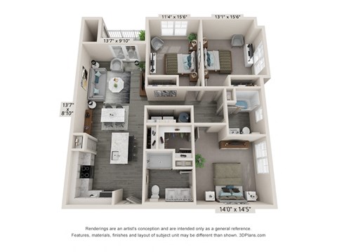 3 Bedroom 2 Bath Floor Plan Hawthorne Waterstone